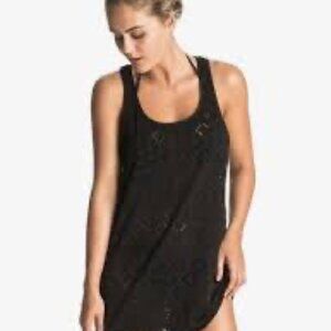 Roxy Crochet Sporty Black Lace Cover-Up Swimsuit Cover Dress Size Medium